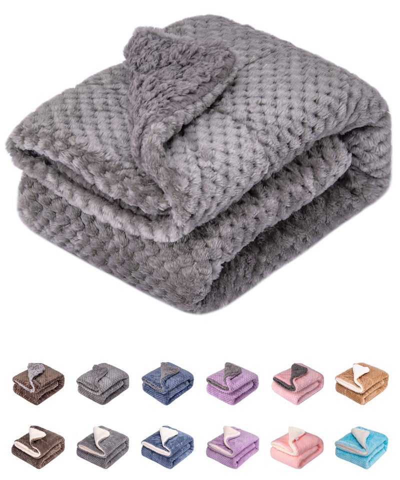 WONDER MIRACLE Fuzzy Dog Blanket or Cat Blanket or Pet Blanket, Warm and Soft, Plush Fleece Receiving Blankets for Dog Bed and Cat Bed, Couch, Sofa, Travel and Outdoor, Camping (Blanket (24" x 32"), DG-Flint Gray) - Image 1